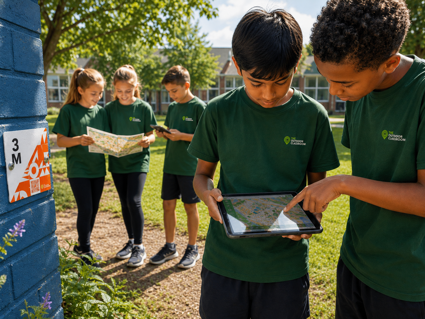 Children learning outside with The Outdoor Classroom
